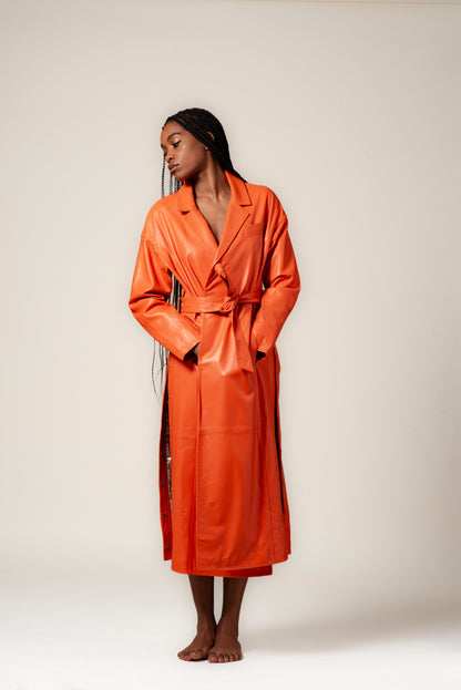 The Mansouria Trench - In Plunged Orange Lamb Leather