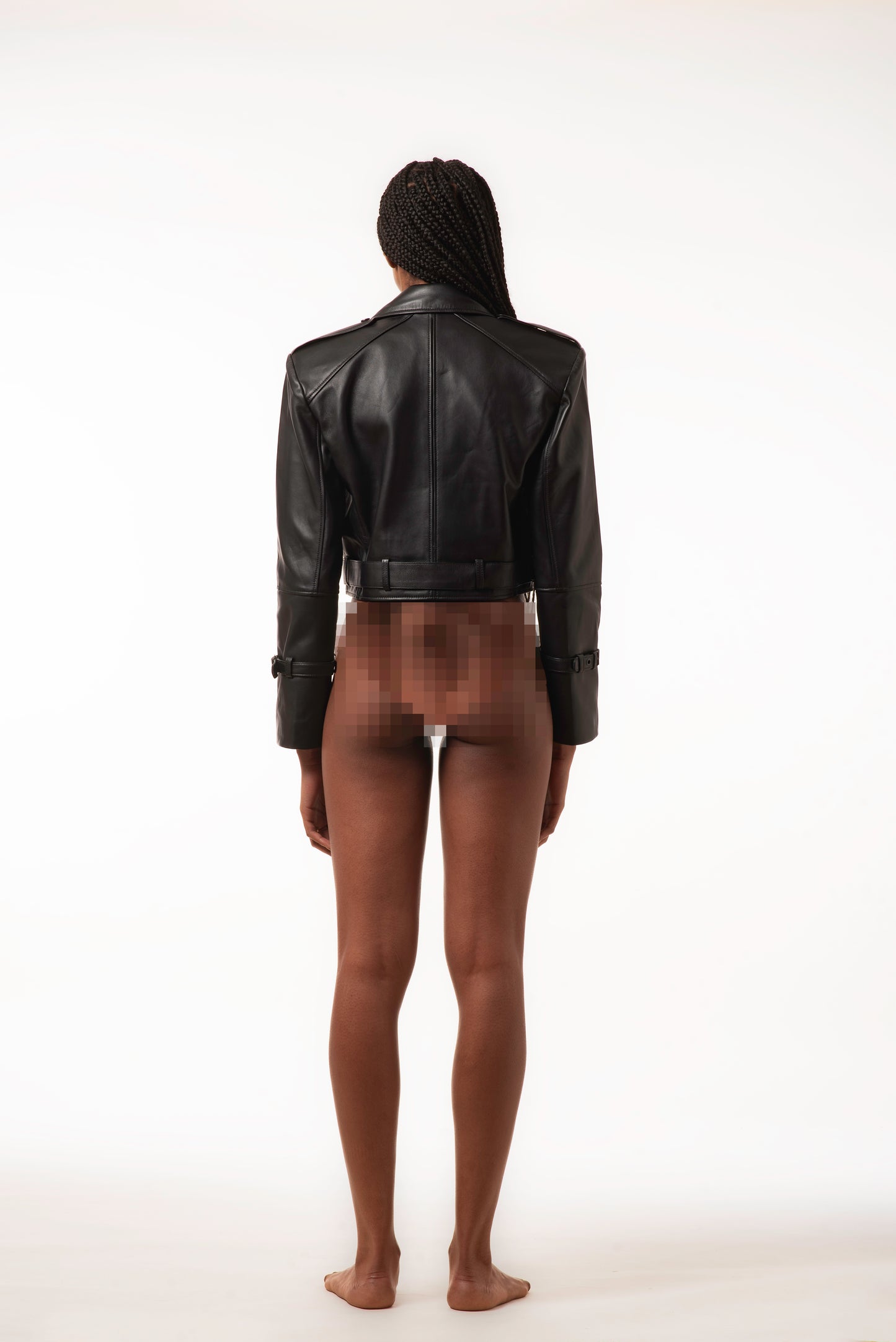 The Crop Perfecto in plunged lamb leather 