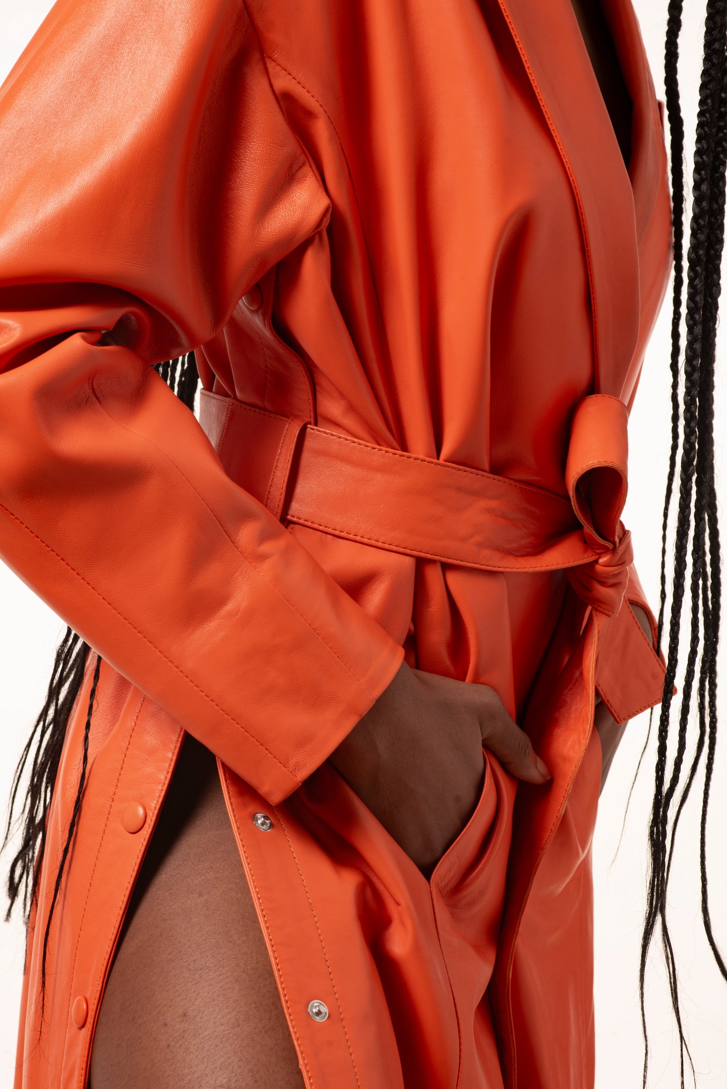 The Mansouria Trench - In Plunged Orange Lamb Leather