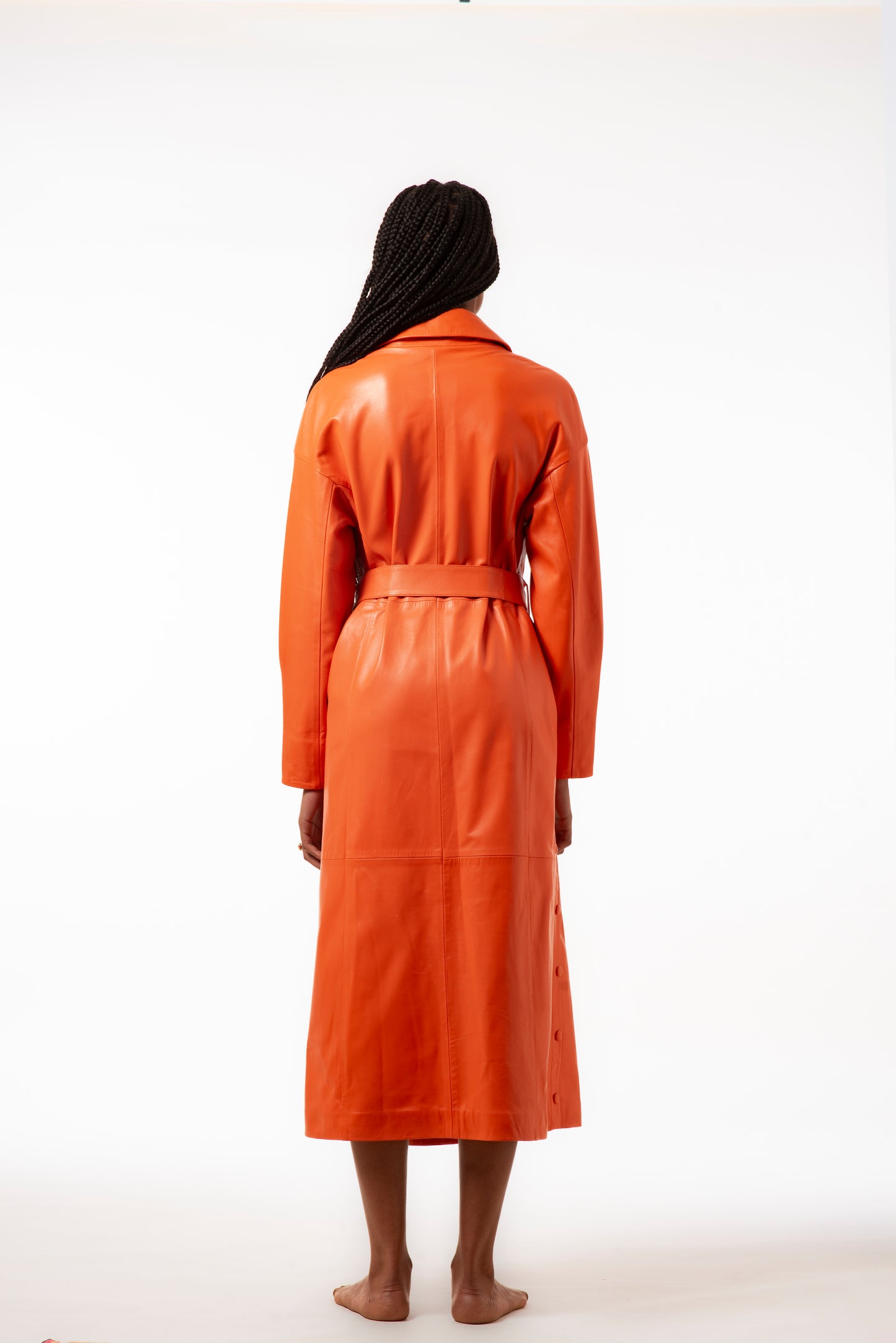 The Mansouria Trench - In Plunged Orange Lamb Leather